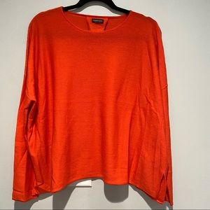 Banana Blue Boxy Orange 100% Merino Wool Sweater Size Small